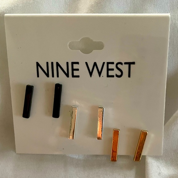 Nine West Jewelry - Nine West bar vertical earrings gold silver black log three pairs studs drop
